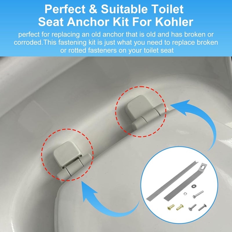 Llhhs 84999 Toilet Seat Anchor Kit for Kohler Toilet Seat Replacement Parts,Bolts & Screws for Kohler Toilet Parts,Compatible with K-84999 K-3386 K-3393 K-3398 K-3564 K-14338 K-3607 - Image 5